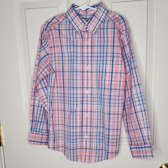 Class Club Other - Class Club Pink Blue White Plaid Button Down Shirt Size 6/7 NWT